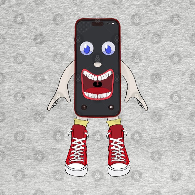 Smartphone with huge mouth wearing sneakers by DiegoCarvalho